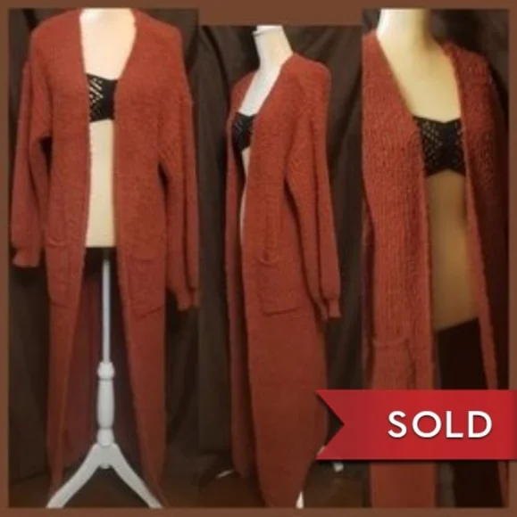 ➡️1 SMALL AVAILABLE⬅️ Full Length Open Front Maxi Cardigan Duster Long Sleeve - Picture 4 of 9